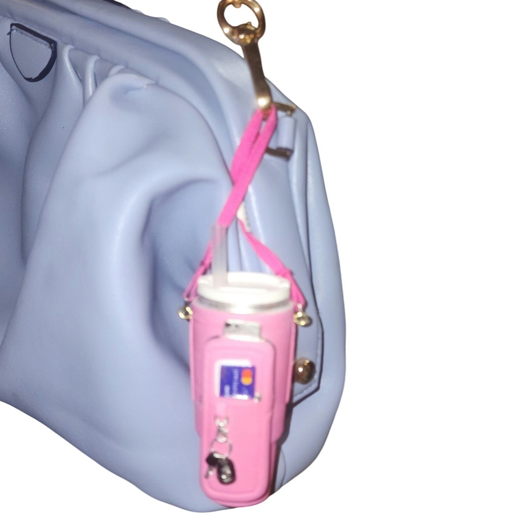 NWT Pink Mini Cup Carrier Purse Charm Keyring Charm